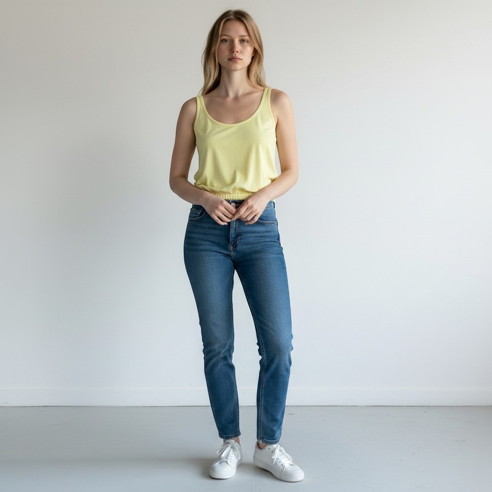 REVOLVE x Bobi Smocked Scoop Neck Tank in Zest Yellow Sz XL Jersey